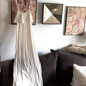 LF CROCHET MAXI DRESS BOZZOLO BOHO ETHEREAL IVORY WHITE CROCHET MAXI DRESS M